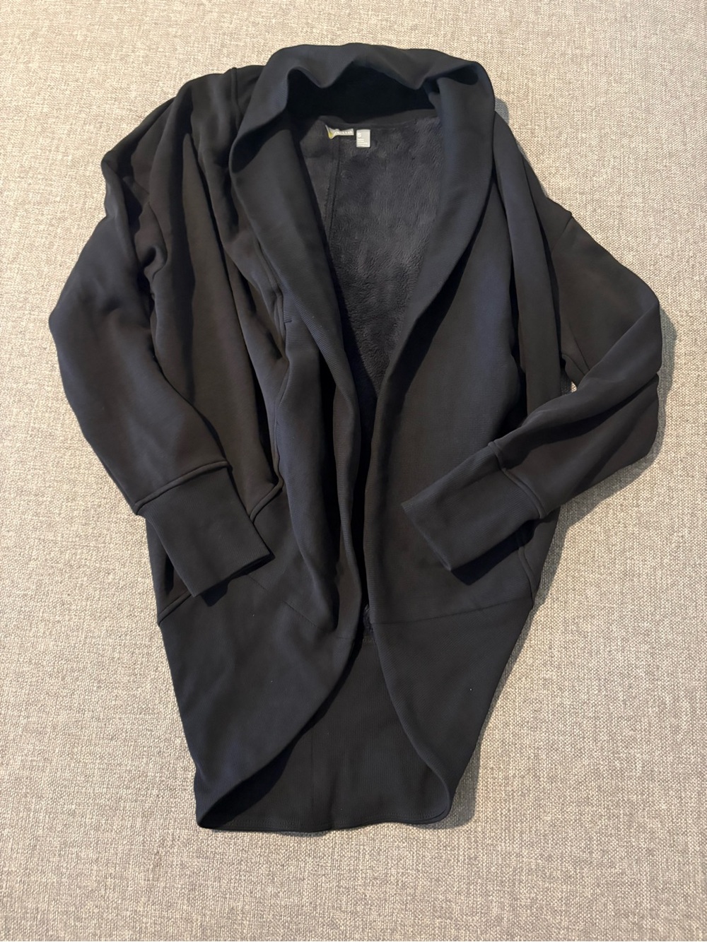 Zella Black Draped Open-Front Blazer Cardigan